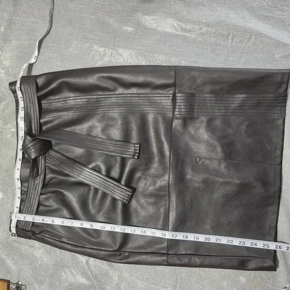 Charming Charlie Black Faux Leather Pencil Skirt Wrap Belt Stitch Details Medium - Picture 5 of 9